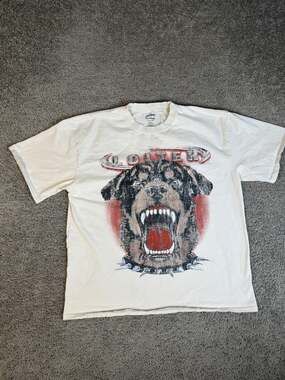 Loiter Shirt Mens XL White 100% Cotton Rottweiler Graphic Black Light Back Print